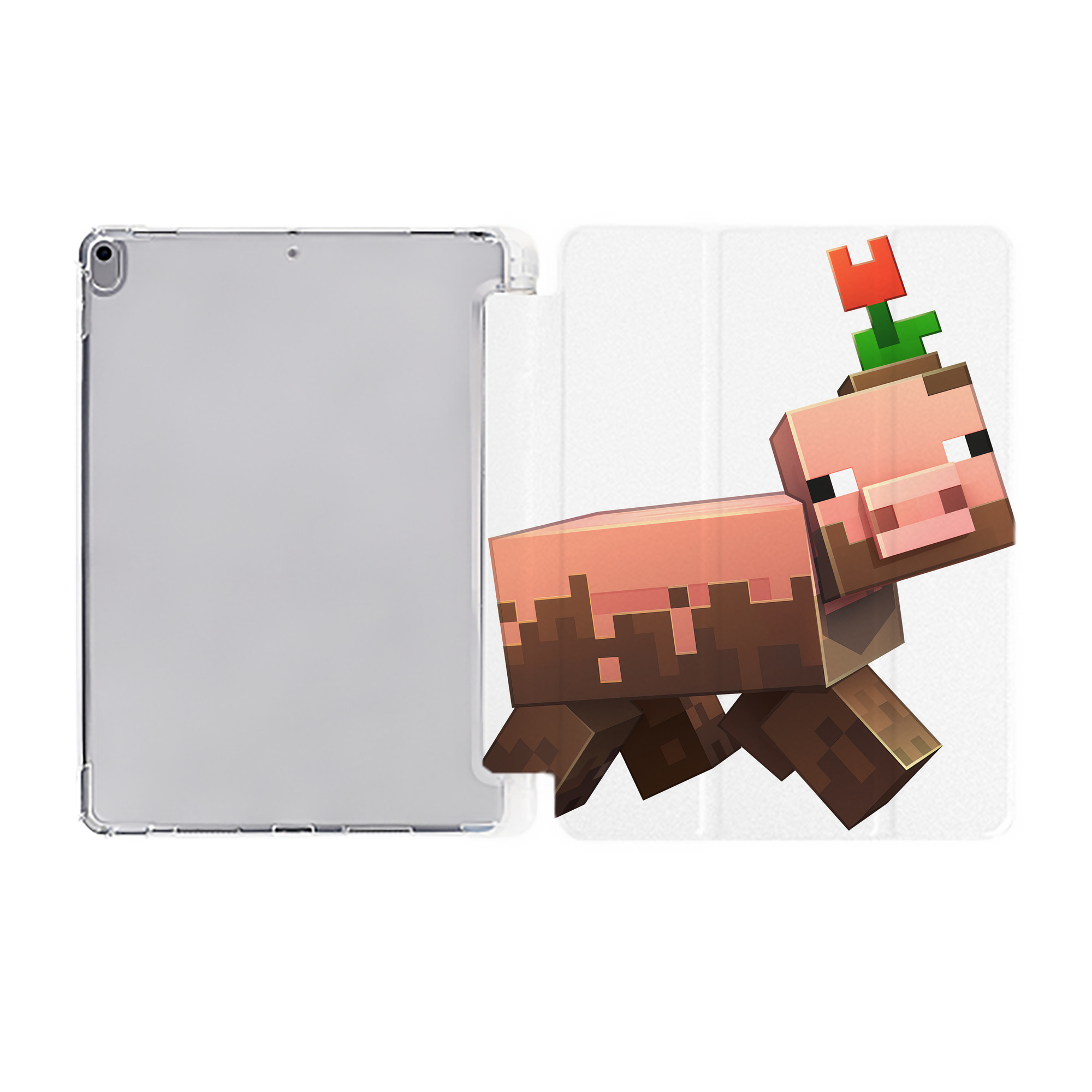 （画像用） マインクラフト ブロックの世界 Minecraft MC Block world IPad ケース ペン収納付き 三つ折りスタンド PUレザー×シリコン 対応機種9.5/10.5/10.9インチ